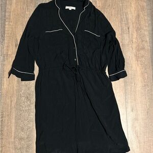 LOFT Black Dress with White Trim